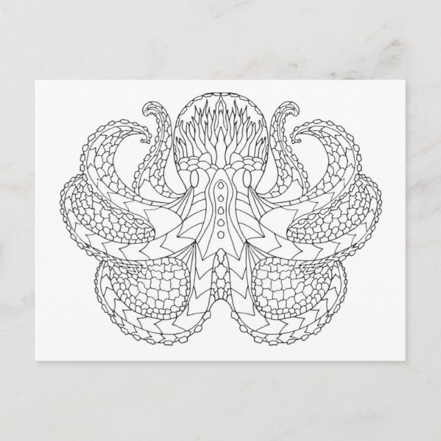 Carte Postale Pieuvre à motifs ethniques (Devant)