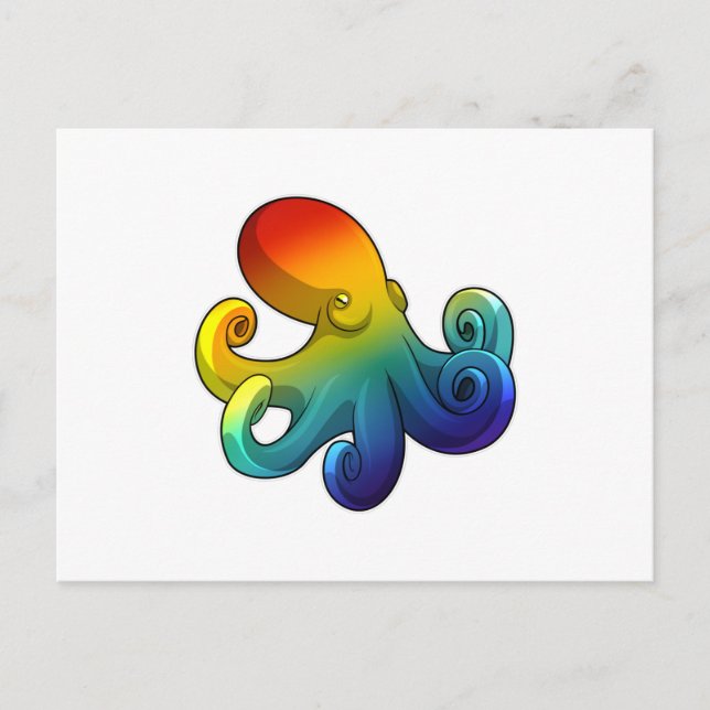 Carte Postale Pieuvre avec arc-en-ciel (Devant)