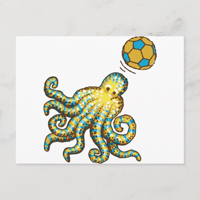 Carte Postale Pieuvre avec ballon de football (Devant)