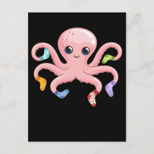 Carte Postale Pieuvre Mignonne Kraken Animal Marin Mignon