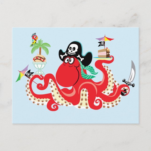 Carte Postale pieuvre pirate (Devant)