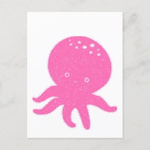 Carte Postale Pieuvre rose pâle vieille impression