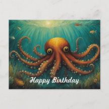 Pieuvre sous la mer Joyeux Anniversaire