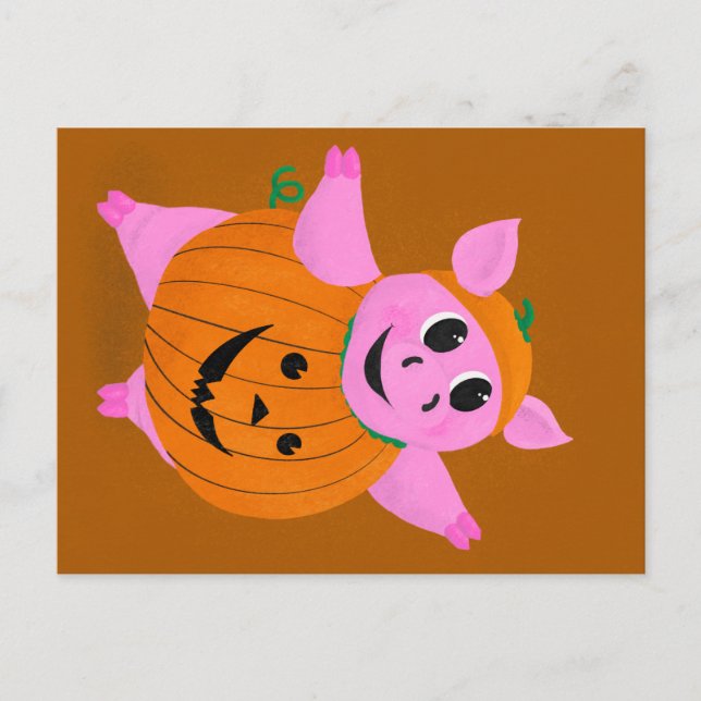 Carte Postale Pig citrouille (Devant)