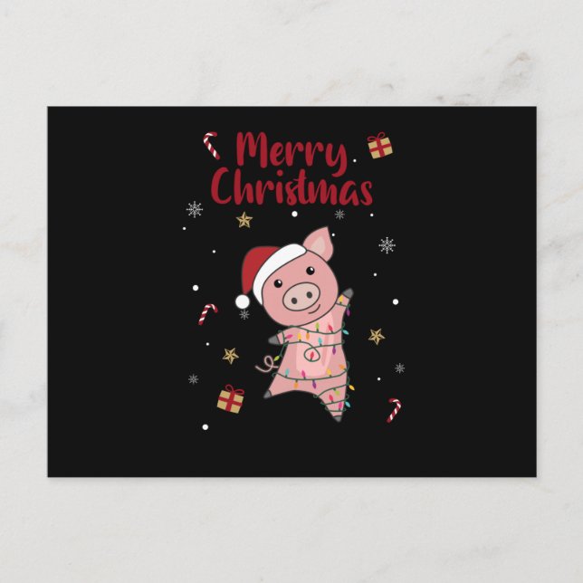 Carte Postale Pig Merry Christmas Animals Pigs (Devant)