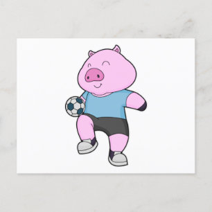 Carte Postale Pig Soccer joueur Soccer