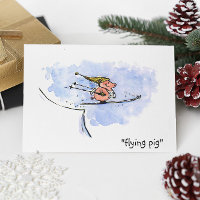 Pig volant - Saut à ski Cool Pig Athlète