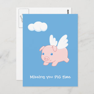 Carte Postale Pig Volant Vous Manquant