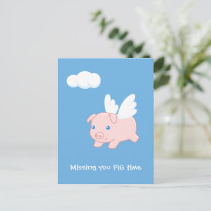Carte Postale Pig Volant Vous Manquant
