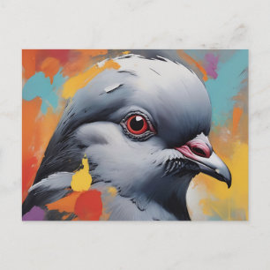 Carte Postale Pigeon dynamique expressionniste abstrait oiseau
