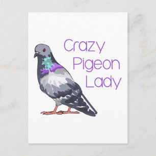 CARTE POSTALE PIGEON LADY CRAZY