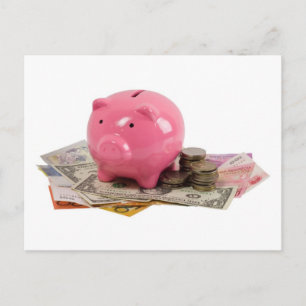 Carte Postale Piggy banque et de l'argent