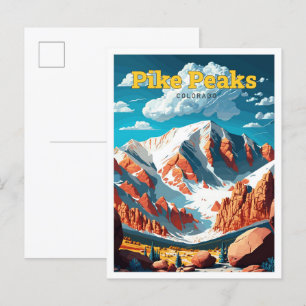 Carte Postale Pike Peaks Colorado Illustration Vintage de voyage