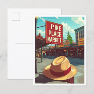 Carte Postale Pike Place Market Seattle USA Vintage voyage