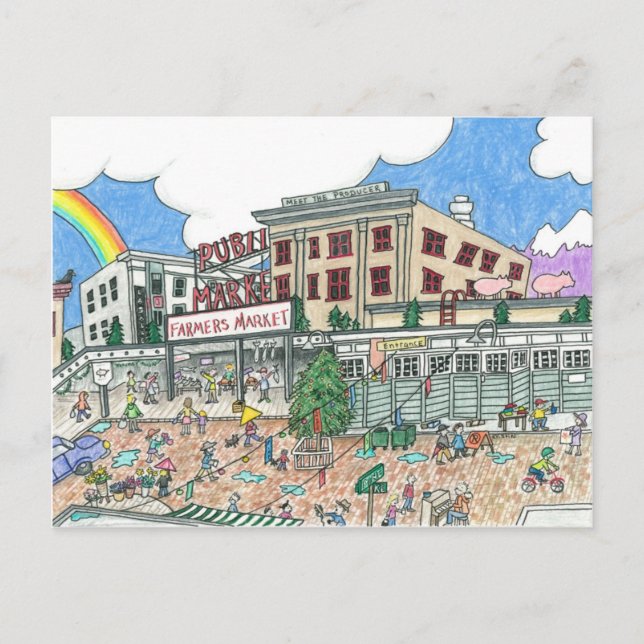 Carte Postale Pike's Market Place, Seattle, Washington (Devant)