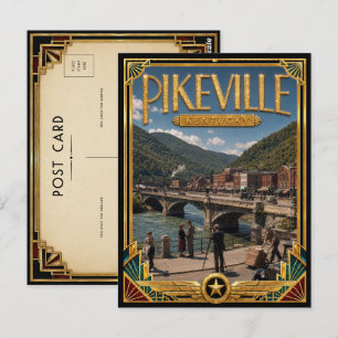 Carte Postale Pikeville Kentucky Art Déco Vintage de l'Âge d'Or