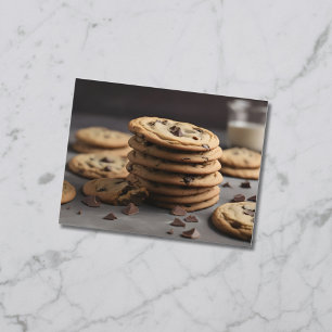 Carte Postale Pile de biscuits à puces de chocolat