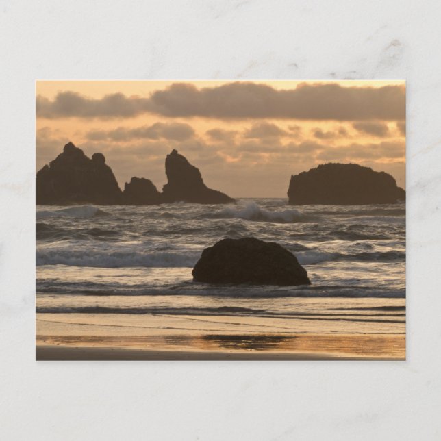 Carte Postale Pile de mer sur la plage de Bandon, Oregon (Devant)