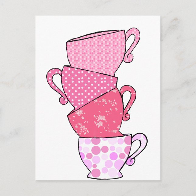 Carte Postale Pile Tea Cup Rose (Devant)