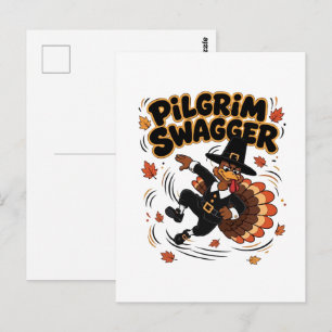 Carte Postale Pilgrim Swagger Dindon de Thanksgiving Dab Dabbing