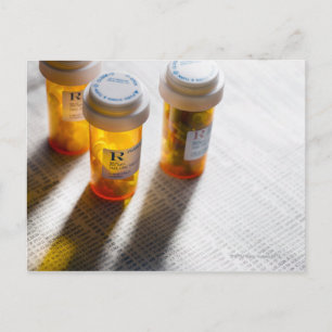 Carte Postale Pill bouteilles sur la page stock