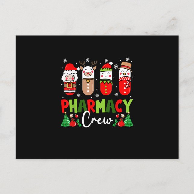 Carte Postale Pills de Noël de l'équipe de pharmacie Snowman Rei (Devant)