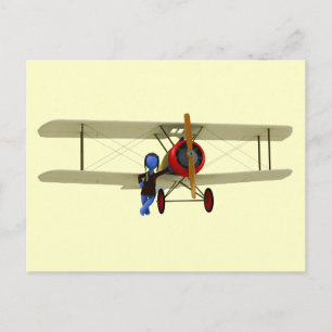 Carte Postale Pilote et biplane