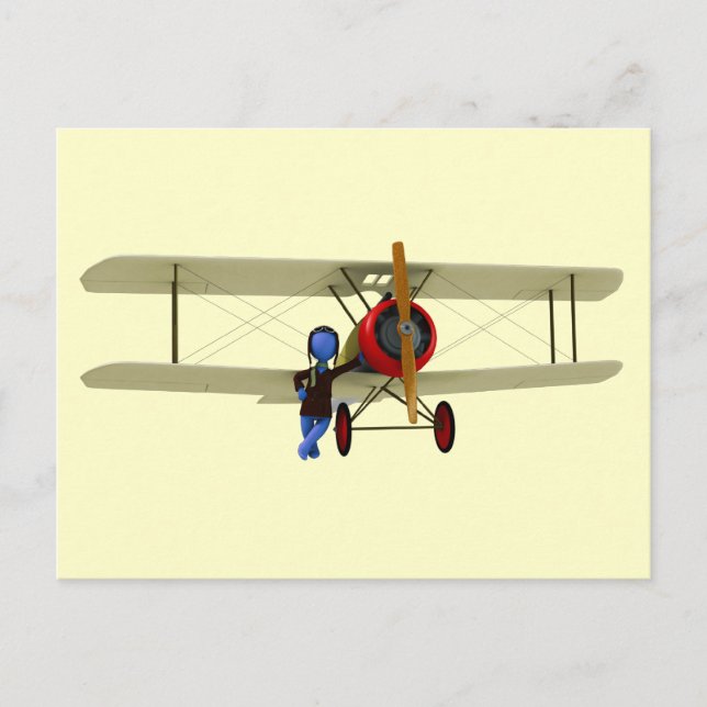 Carte Postale Pilote et biplane (Devant)