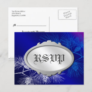 Carte postale Pin Blanc Bleu Vacant RSVP modifiabl