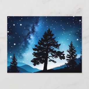 Carte Postale Pin céleste Aquarelle Ciel nocturne