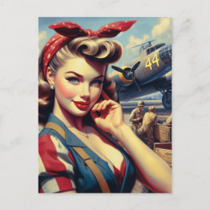 Carte Postale Pin d'avion vintage vers le haut