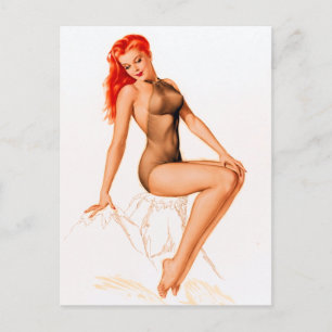 Carte Postale Pin rouge Art déco vers le haut
