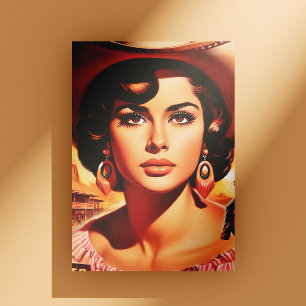 Carte Postale Pin-up Western Vintage