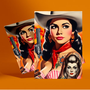 Carte Postale Pin-up Western Vintage
