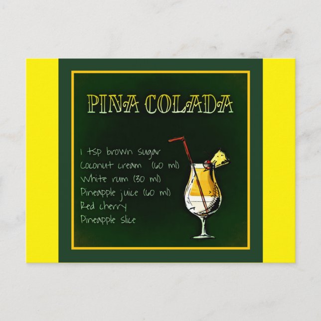 Carte Postale pina-colada-854511 PINA COLADA RECETTE ALCOOLIQUE  (Devant)