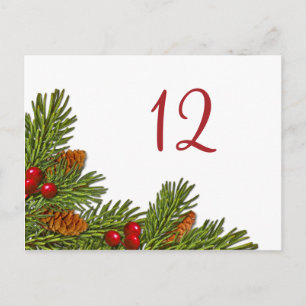 Carte Postale Pine Branches Noël Table Card