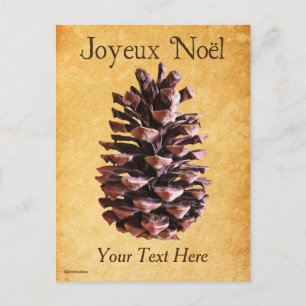 Carte Postale Pine Cône Sur Papier Vintage - Joyeux Noël