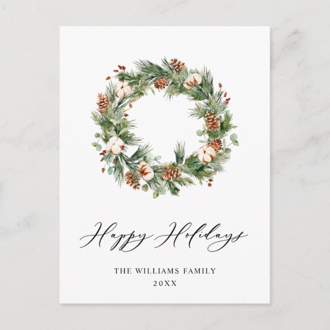 Carte Postale Pine Cones Fir Wreath Joyeux Noël (Devant)