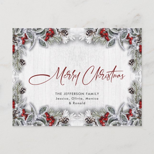 Carte Postale Pine Cones hiver Berry Noël voeux (Devant)