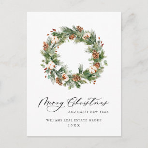 Carte Postale Pine Cones Noël Salutation Entreprise Fête