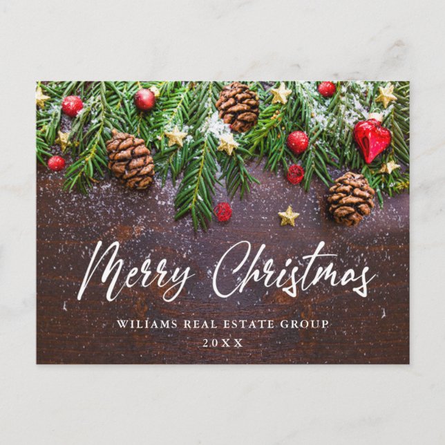 Carte Postale Pine Cones succursale Noël Entreprise Voeux Pos (Devant)