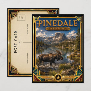 Carte Postale Pinedale Wyoming Art Déco Vintage Âge d'Or