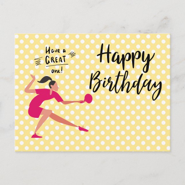 Carte Postale Ping Pong Table Tennis Anniversaire Fille (Devant)