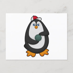 Carte Postale Pingouin à Bowling avec Bowling