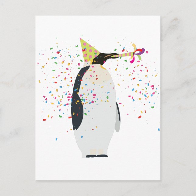 Carte Postale Pingouin - Animaux ayant une fête (Devant)