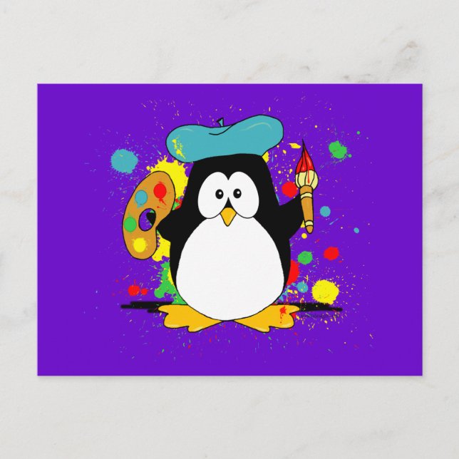 Carte Postale Pingouin artistique (Devant)