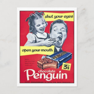 Carte Postale Pingouin au chocolat Annonce vintage