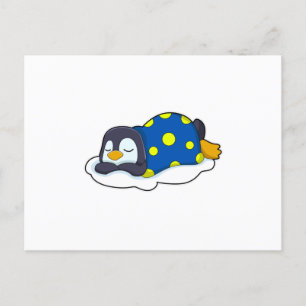 Carte Postale Pingouin au coucher avec couverture
