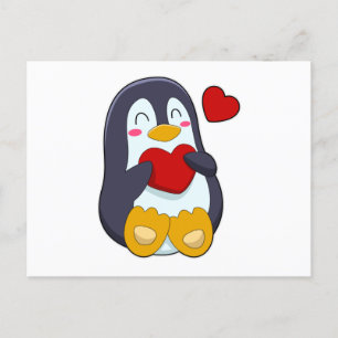 Carte Postale Pingouin avec coeur
