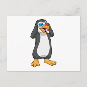 Carte Postale Pingouin avec lunettes
